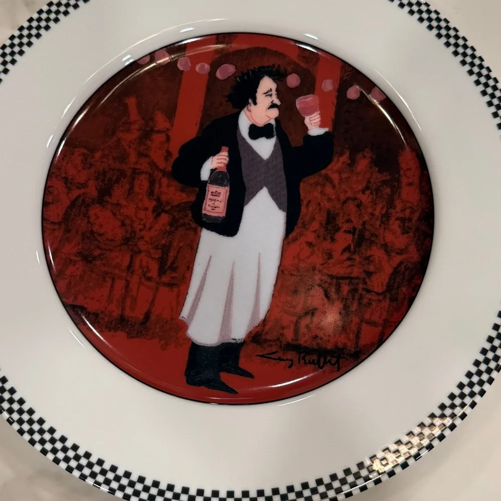 Guy Buffet Waiter Suite Porcelain Dinner Plates (4)